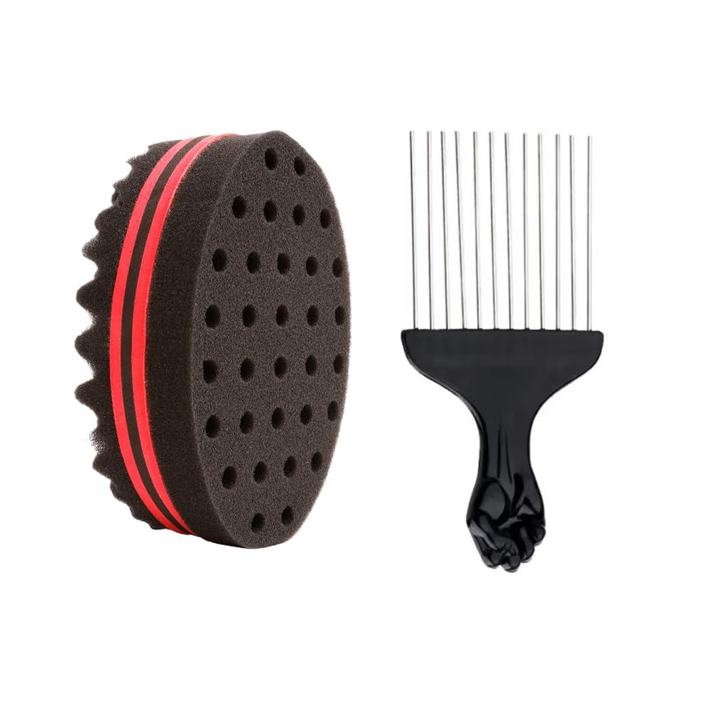 Afro Sponge Afro Comb Dreadlock Care Set Afro Hair Sponge Hip Hop Explosion Head Styling Tool for Men Women 2