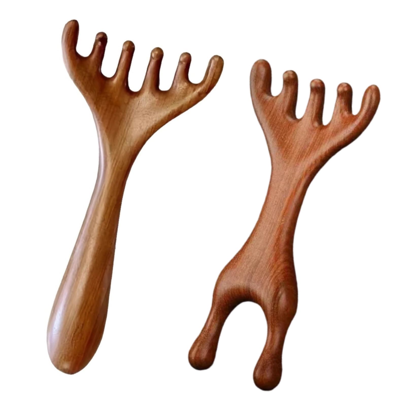 Massage Comb, Hair Comb, Set of 2, Sandalwood Comb, Meridian Massage, Scalp Trigger Point, Natural Wood, Hair Care, Multifunctional, For Face, Scalp, Decollete, Unisex (B)