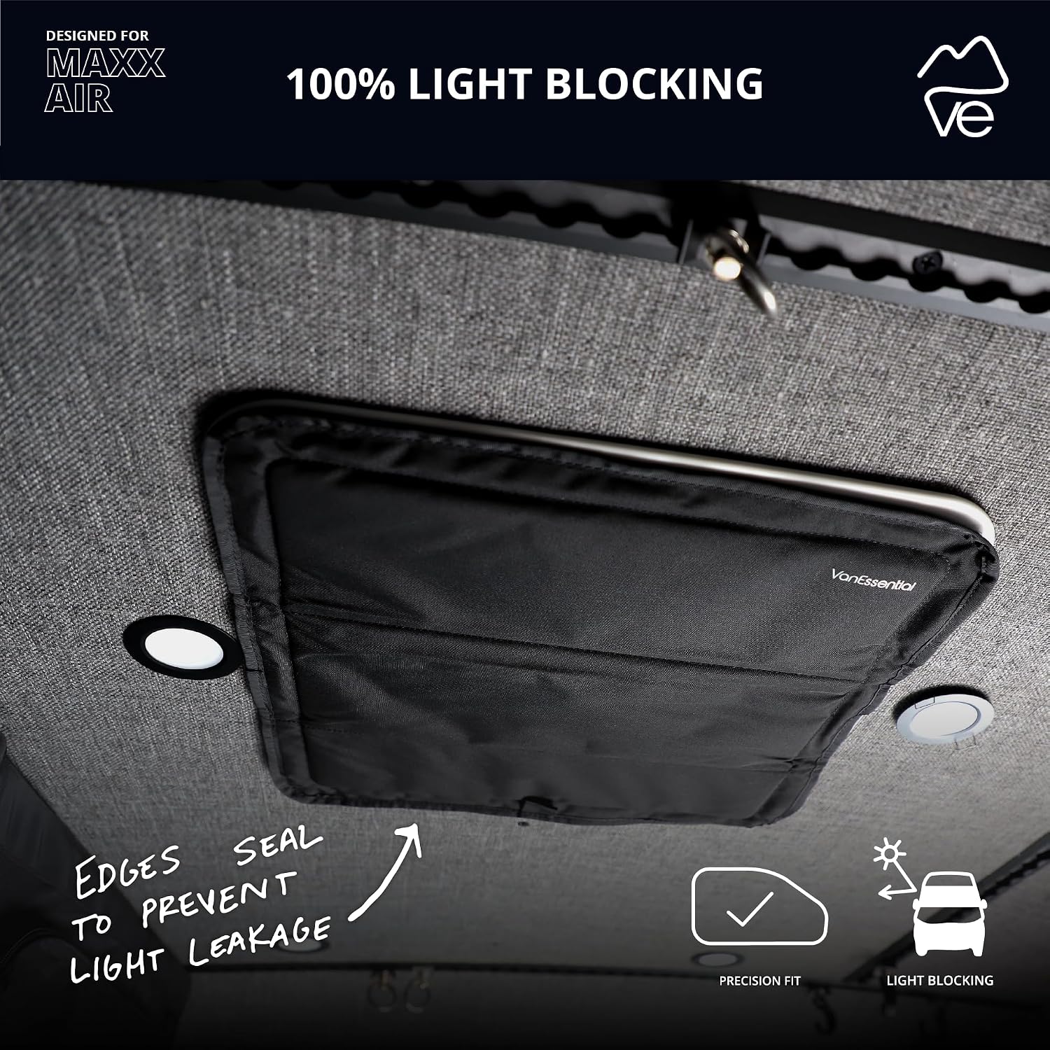 Вентиляционная крышка на крыше с магнитной изоляцией VanEssential Blackout (MaxxAir/Fantastic Fan) 16,5 "x 16,5" - черный, фото 4