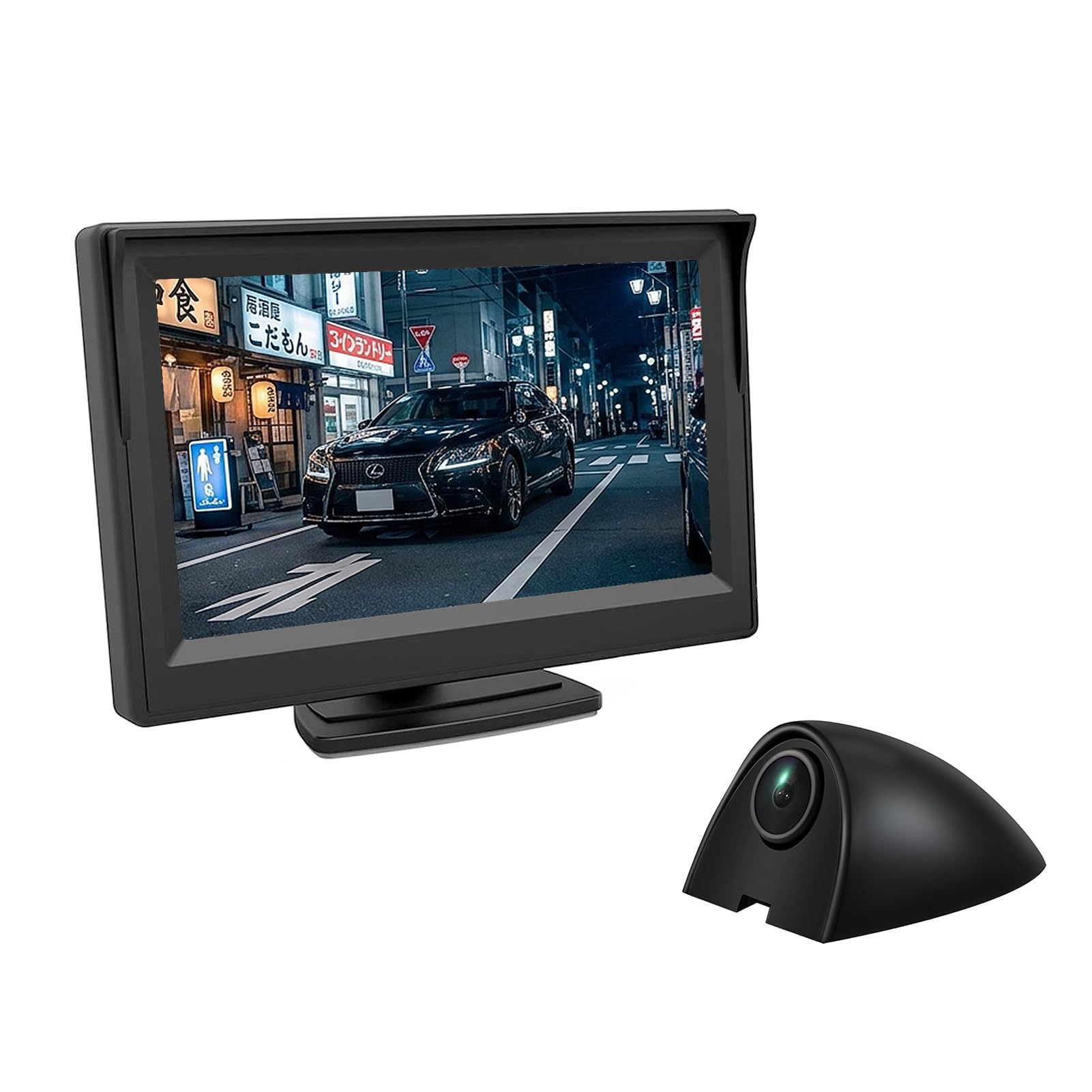 Antion 5インチ サイドカメラモニターセット 左側専用 AHD1080P 200万画素 電子サイドミラー 12V (ブラック)