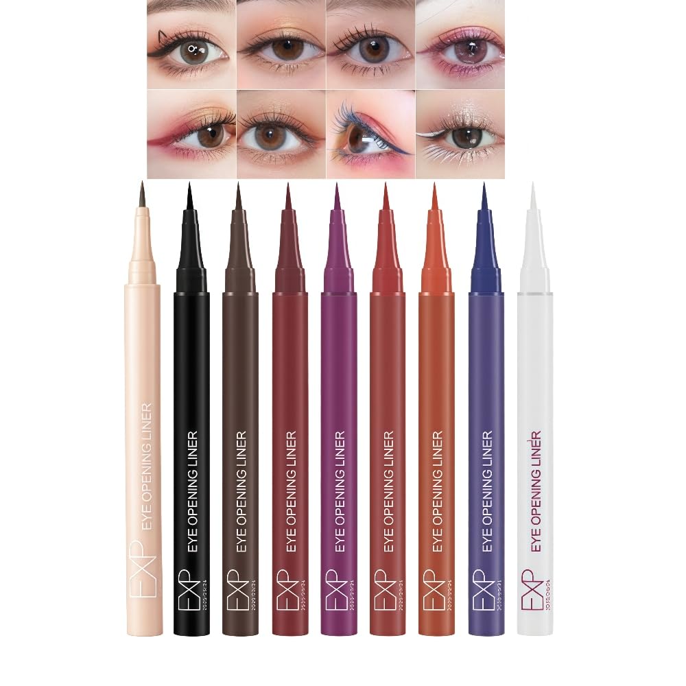 Multi-Color Liquid Eyeliner Waterproof Color Eyeliner that is Hard to Fade, Easy to Draw, and Difficult to Smudge Water-Resistant Quick-Drying for Beginners - #08 White 08# white