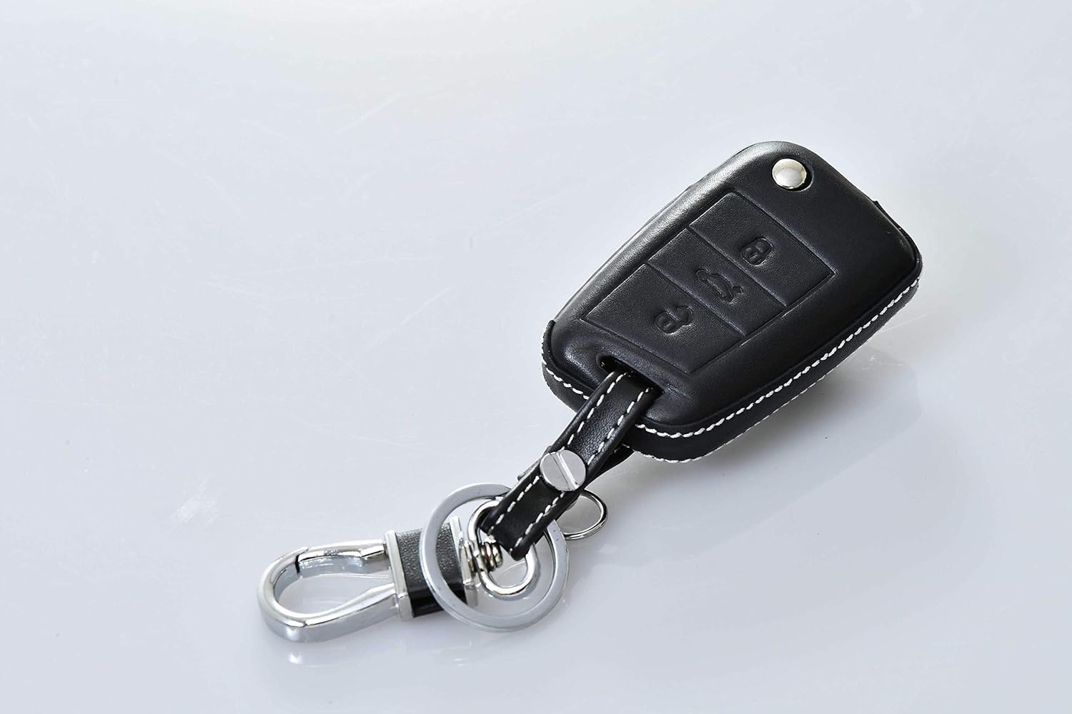 Кожаный чехол для ключей Core OBJ для Volkswagen/Audi с белой строчкой Golf7 / Golf Touran (5T) / POLO (6C) / Tiguan (AD1) / T-cross / A1 Sportback LE-GO7-002 *Пожалуйста, фото 3