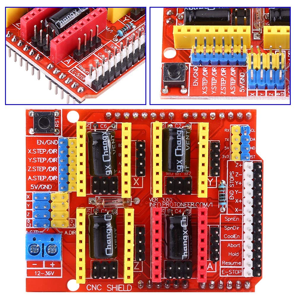 Плата расширения Yosoo cnc Shield V3 Комплект для 3D-принтера Комплект для ЧПУ Плата расширения с ЧПУ Shield A4988 Драйвер для гравировки Съемный экран с поддержкой 4 осей Защита от замыкания на землю Защита от короткого замыкания для замены в эксперименте, фото 5