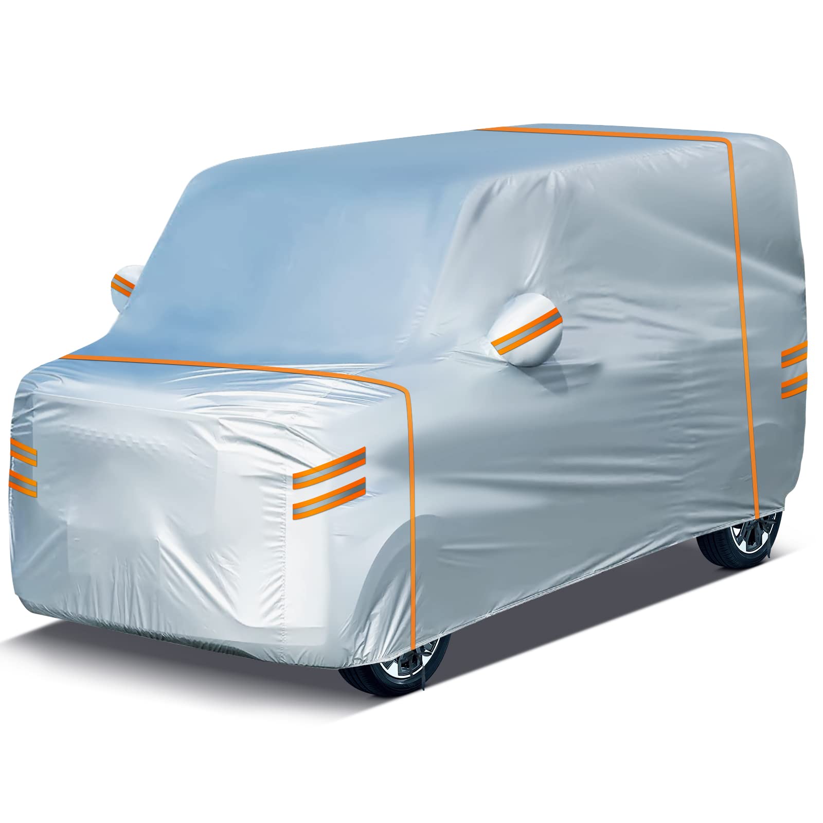 NEVERLAND Car Cover, Light Automotive Body Cover, Water Pressure Resistant 2,000 Pa, Oxford Fabric, Car Cover, Protects Against Strong Winds, Includes 2 Wind-Resistant Ropes of 16.4 ft (5 m) Length 365*165*175cm(S) Silver