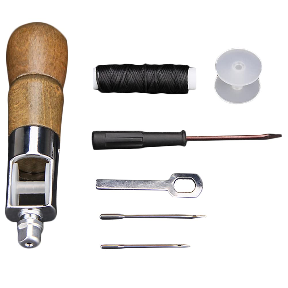 leather sewing awl kit hand stitcher set lock stitching hand stitcher thread needle kit craft stitching tool