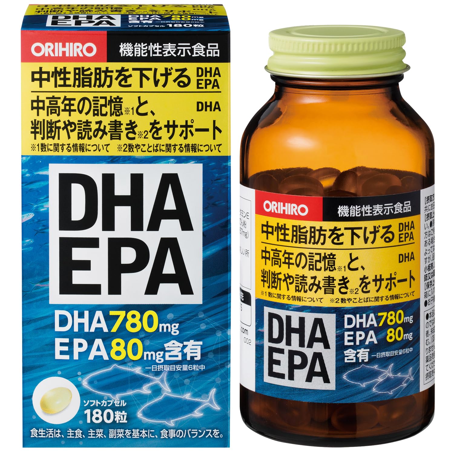 Orihiro DHA, EPA 180 Tablets (Food with Functional Claims) | Food with Functional Claims Single Item