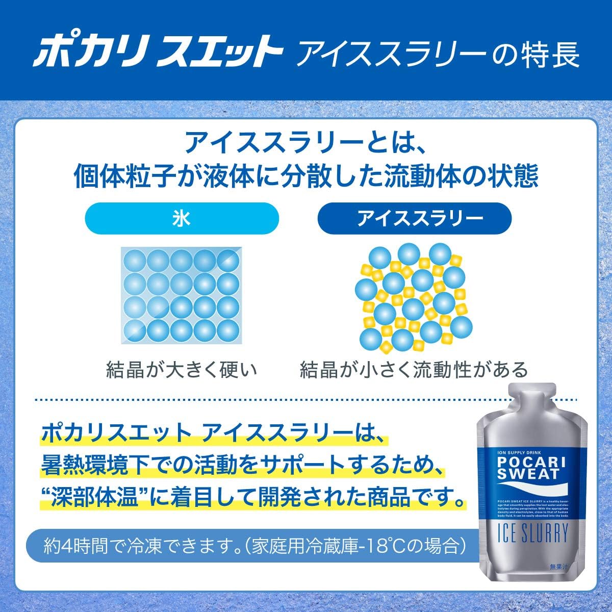 Ледяная суспензия Pocari Sweat Otsuka Pharmaceutical для предварительного охлаждения 3,5 унции (100 г) х 6 пакетиков по 100 г х 6 упаковок Нормальная температура, фото 6