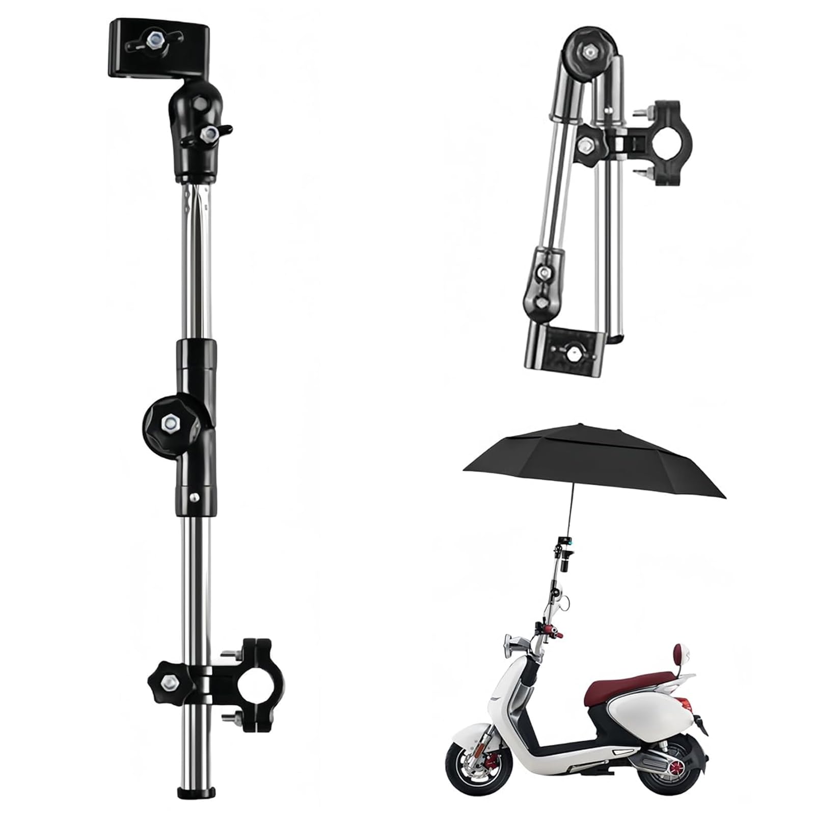 2026 Release: Hands Free! Bicycle, Umbrella Holder, Umbrella Stand, Bicycle, Adjustable Angle, 360° Rotation, Easy Removal, Foldable, Sunshade, Rainy Days, Baby Strollers, Bicycles, Electric Vehicles, Wheelchairs Black