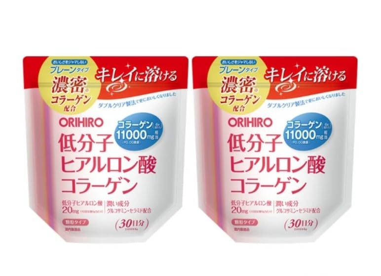 オリヒロ 低分子ヒアルロン酸 コラーゲン 袋タイプ グルコサミン セラミド (お得なまとめ買い・180g×2個セット)