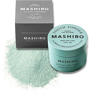 【MASHIRO】薬用 歯磨き パウダー (医薬部外品) ホワイトニング 粉末 着色汚れ・黄ばみ対策 低刺激 30g (約100回) 日本製 ハーバルミント (グリーン/ピンク)