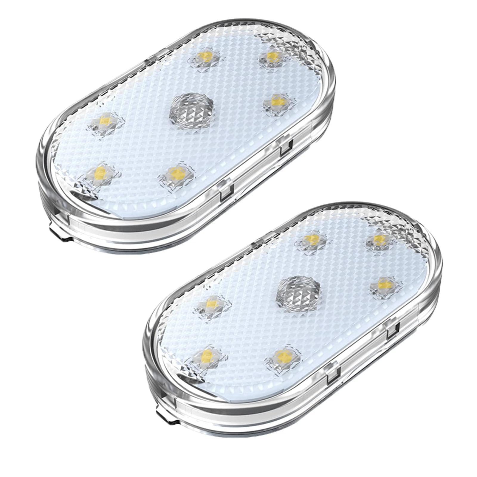 Car LED Lights, USB Rechargeable, Set of 2, Touch Sensor, Strong Magnet, High Brightness Reading Light, Wireless Easy Installation (White)