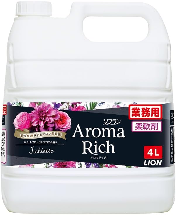 【Большой объем для коммерческого использования】 Soflan Aroma Rich Juliette, 4 л, Жидкий кондиционер для белья со сладким цветочным ароматом, дезодорант с антибактериальным стойким ароматом, 135,3 жидких унций (4000 мл), фото 4