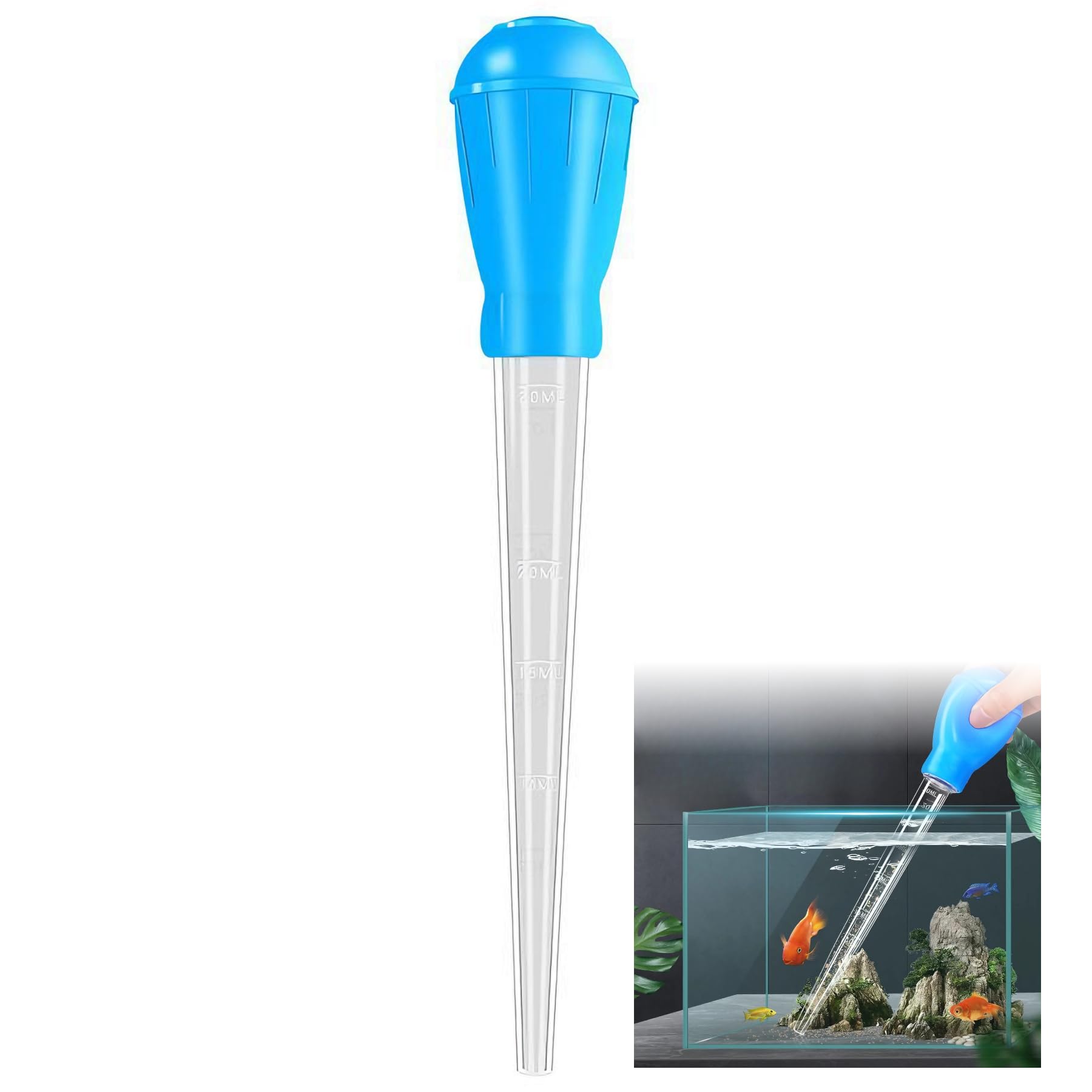 Aquarium Cleaning Dropper, Long Type, 1.7 fl oz (50 ml)/1.0 fl oz (30 ml), Multifunctional, Water Change, Feeding Eggs/Fries Moving Ornamental Fish, Cleaner Tool, Aquarium Supplies, Aquarium Cleaner 50ml/45cm