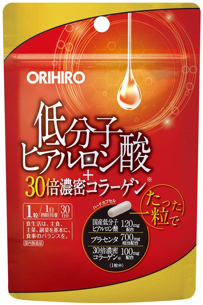 Orihiro Low Molecular Hyaluronic Acid + 30x Thick Collagen, 30 Tablets x 4 Packs