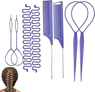 Hair Loop Styling Tool - Set Non Damage Braiding Comb | Easy Hair Styling Accessory with Smooth Flexible Design for Party, Beach, Casual, School, Salon, Daily Commute or Home Use