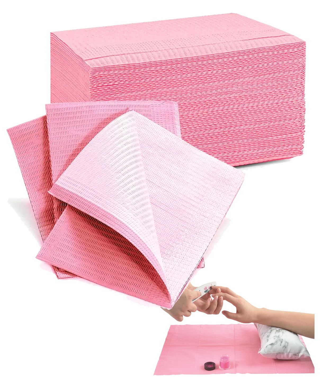 S.fields.inc Nail Paper Sheets Disposable Nail Mat Dentist Dental Pulp Paper Apron 100 Sheets Pink 100枚 Pink