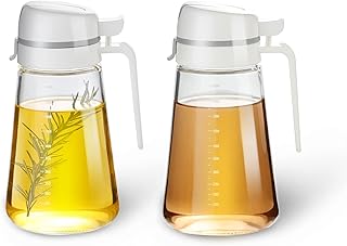 オイルボトル 調味料入れ オイル差し 液だれしない 自動開閉 容器 オイルポット ガラス キッチン用品 液体調味料 詰め替え 醤油 オリーブオイル サラダ油 酢 料理用 片手 目盛り付き 650ml シンプル 2本セット