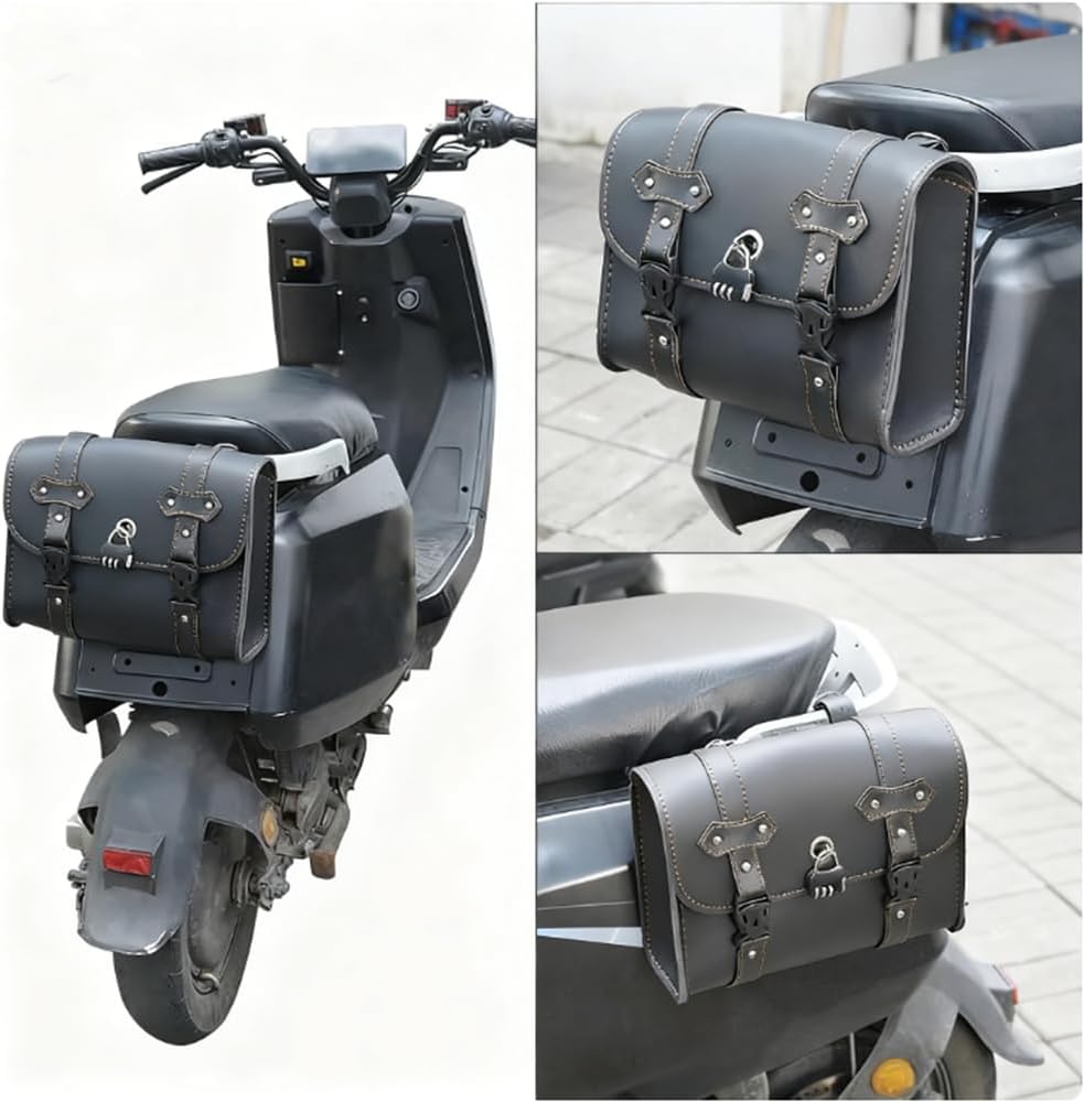 Сумка для хранения инструментов Samkos Bike Mini Type из искусственной кожи с заклепками, простая установка, чехол для аксессуаров для мотоцикла, сумка для инструментов общего назначения, водонепроницаемая / (Черный D), фото 5