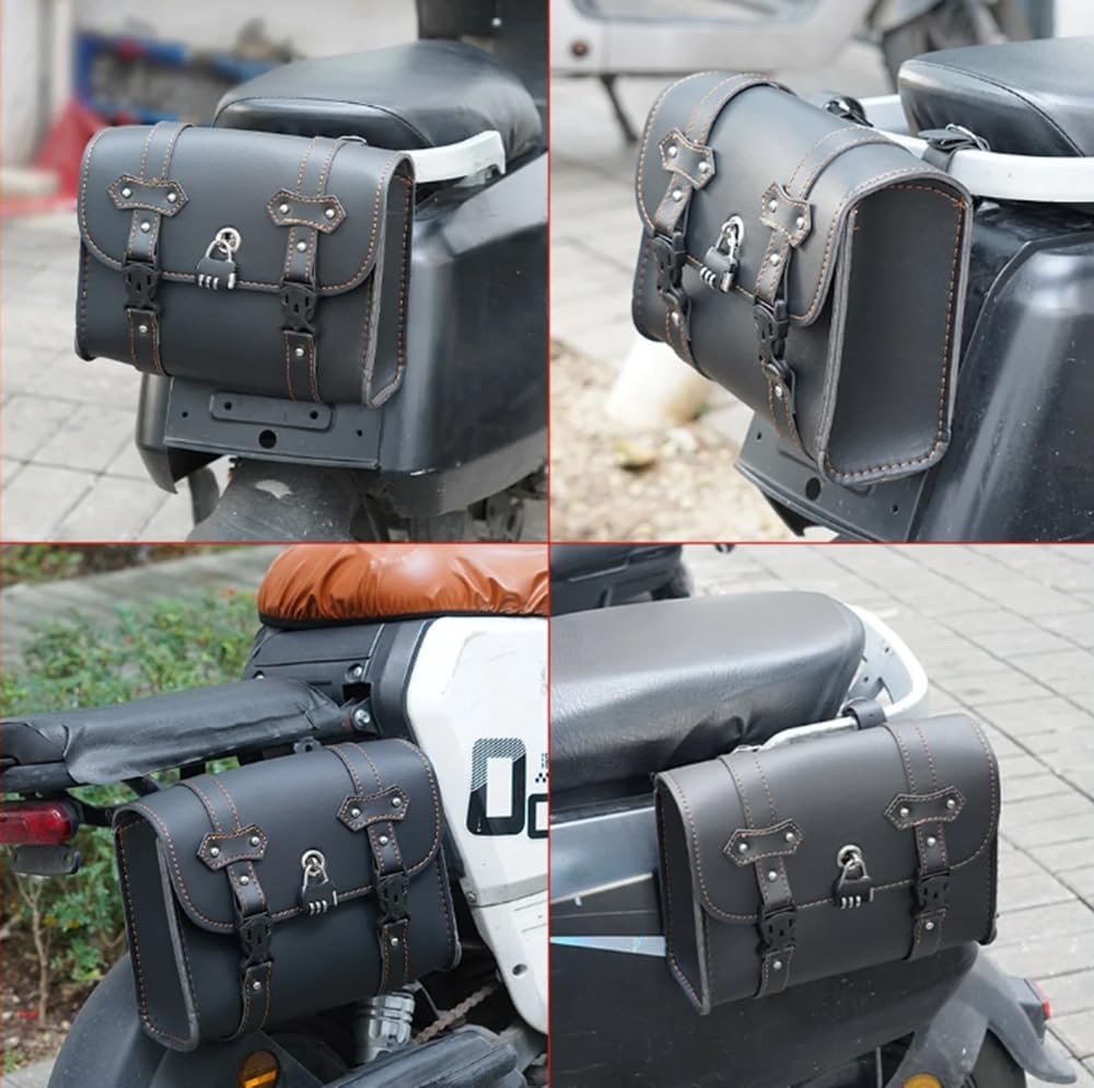 Сумка для хранения инструментов Samkos Bike Mini Type из искусственной кожи с заклепками, простая установка, чехол для аксессуаров для мотоцикла, сумка для инструментов общего назначения, водонепроницаемая / (Черный D), фото 6
