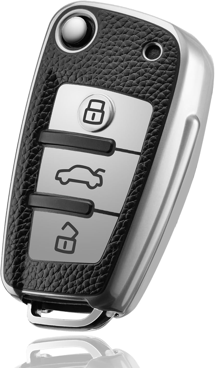 OATSBASF Audi Key Case AUDI Exclusive Smart Key Case High-Quality TPU Dirt, Slip, Scratch Protection A1 A3 Q2 Q3 R8 S3 S6 TT Exclusive Stylish Smart Remote Key Cover Audi Keychain PW-Silver 2-JC-White