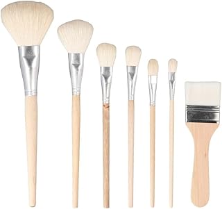 7本 モップブラシ ヤギ毛 ペイントブラシ 多用途ブレンディングブラシ セラミックペイントブラシ アクリル画 水彩画 油絵用