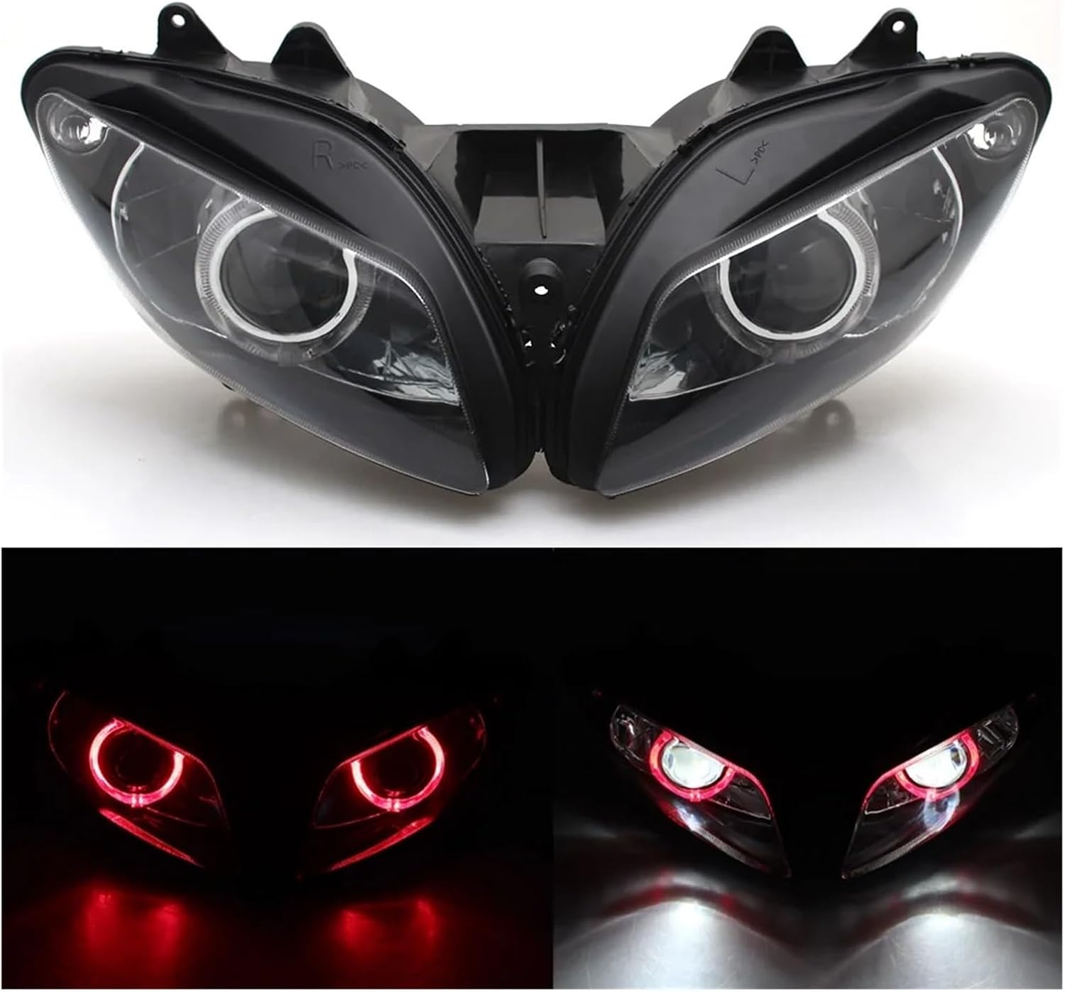 Мотоциклетная фара Мотоцикл в сборе HID Проектор Фары Moto High/Low Лампа фары Белый Красный глаз LED Подходит для YZF R1 2002-03, фото 2