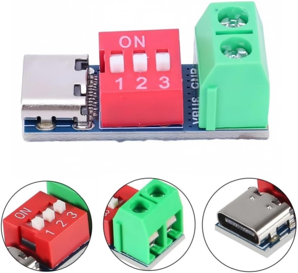 Модуль запуска USB-C PD 3шт Тестовая плата для быстрой зарядки QC PD Модуль регулировки регулируемого напряжения 5 ~ 20 В, фото 3
