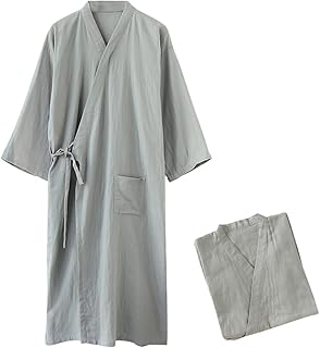 YAKIDA パジャマ メンズ ガーゼ 寝巻き 浴衣 綿100% 前開き バスローブ 介護パジャマ 四季 長袖 ルームウェア 和風 前開き 吸汗 入院 寝間 部屋着 お風呂上がり
