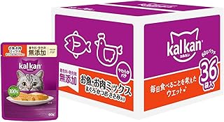 カルカン パウチ やわらかパテ 1歳から 60g×36袋 着色料・発色剤 無添加 お魚・お肉ミックス まぐろ・かつお・ささみ入り 成猫用 ウェットフード キャットフード 総合栄養食 水分補給 猫 kal kan 大容量 まとめ買い 【EC限定】