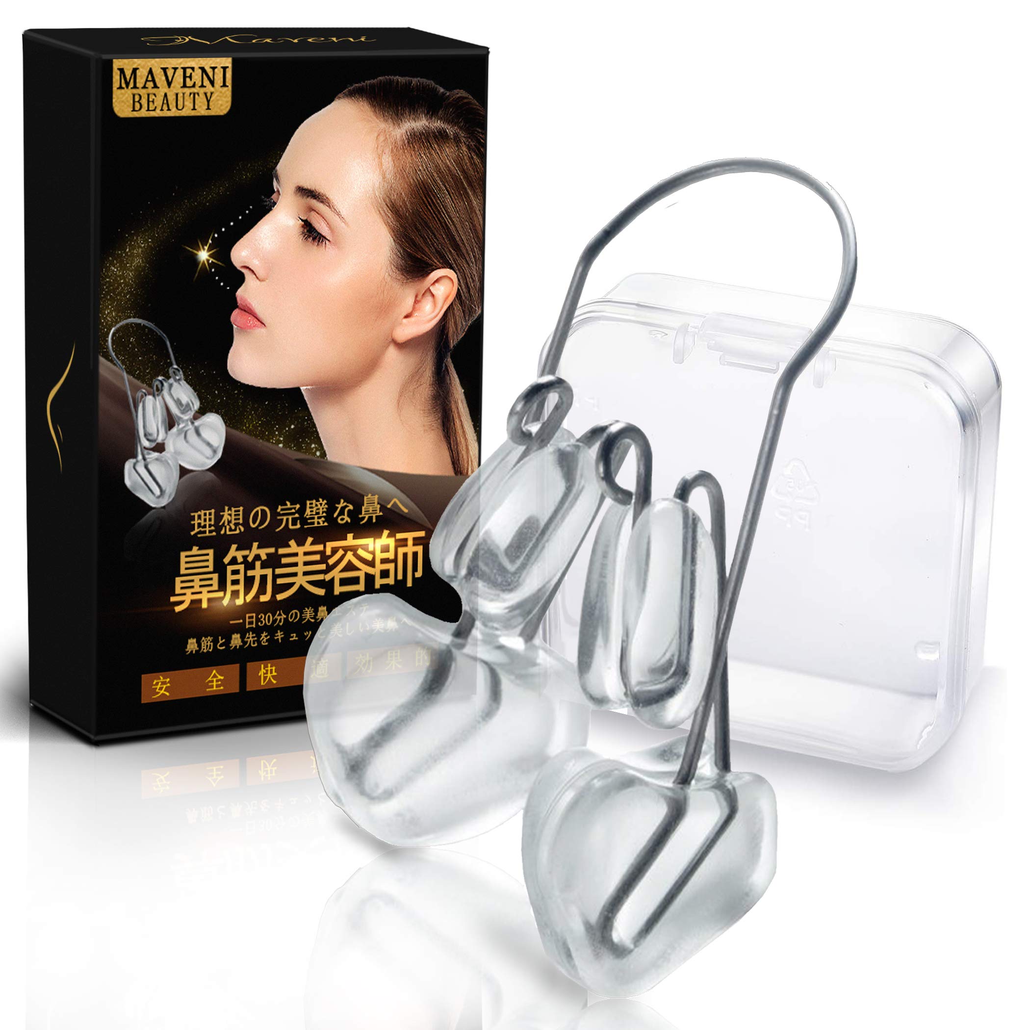 MAVENI Nose Bridge Clip, Nose Beautician [Genuine Product], Nose Bridge Celebrity Ranking, Nose Clip, Flower Clip, Beauty Goods, Men's, Women's, Unisex, Transparent and Soft Silica Gel & Titanium Arm