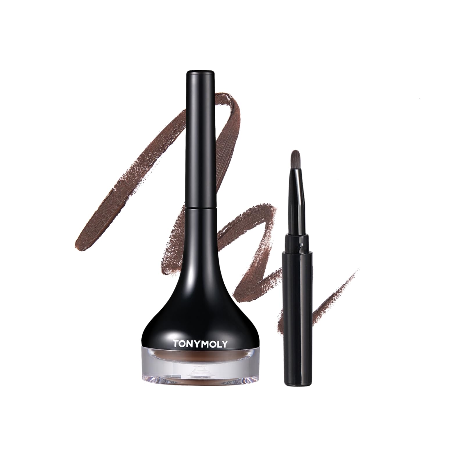 TONYMOLY Back Gel Eyeliner, Brown, 0.1 oz (4 g), Brush, Included, Resists Falling, Waterproof, Shaking, Non-Slip, Gel Eyeliner, Mucosa, Eyeliner Gel, No Bleeding, Korean Cosmetics (Brown Brown)