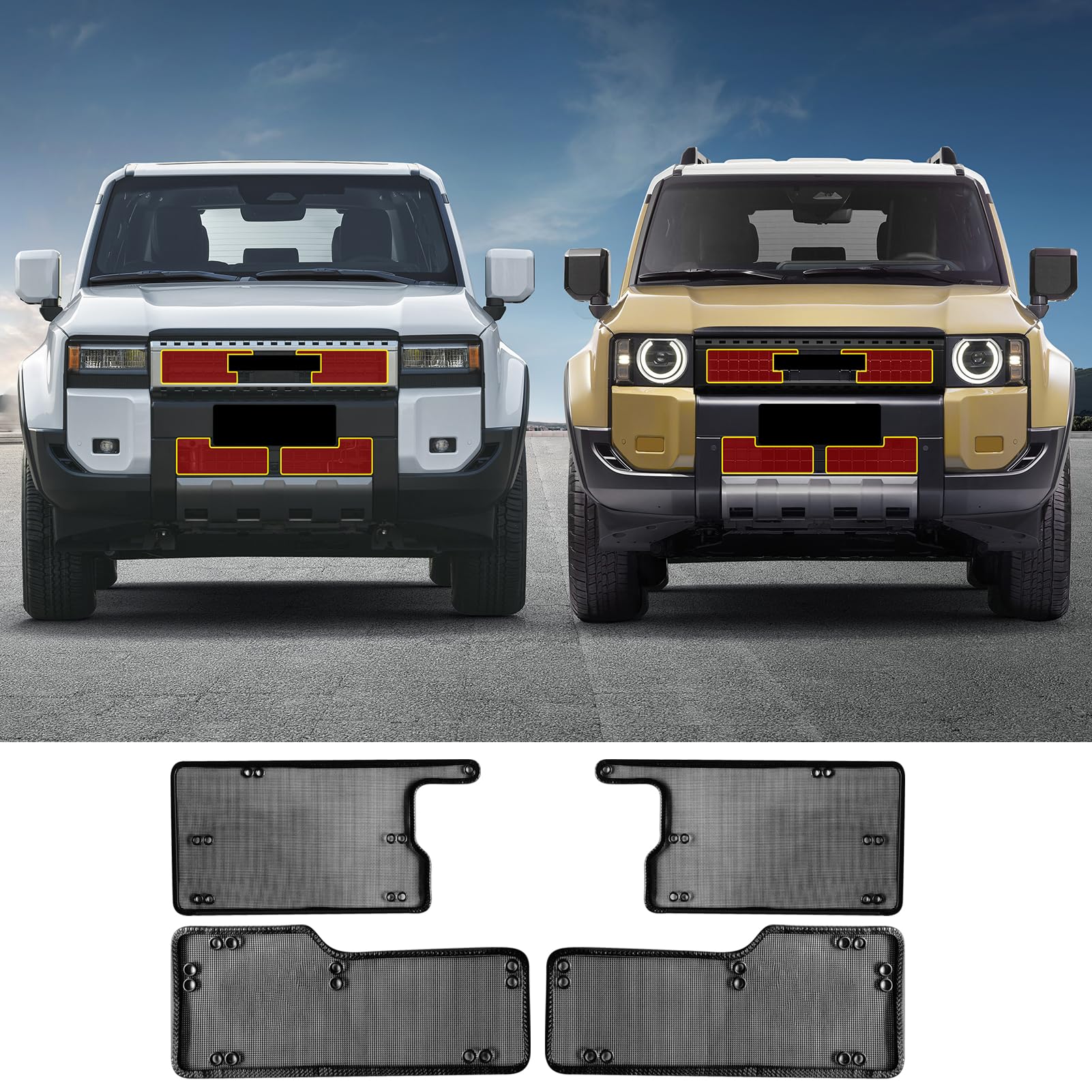 Front Grid Insect Net Fits 2024-2026 Land Cruiser 250 1958 Prado LC250 J250 Water Tank Protection Net - Stainless Steel, Mosquito Proof, Interior Custom Parts