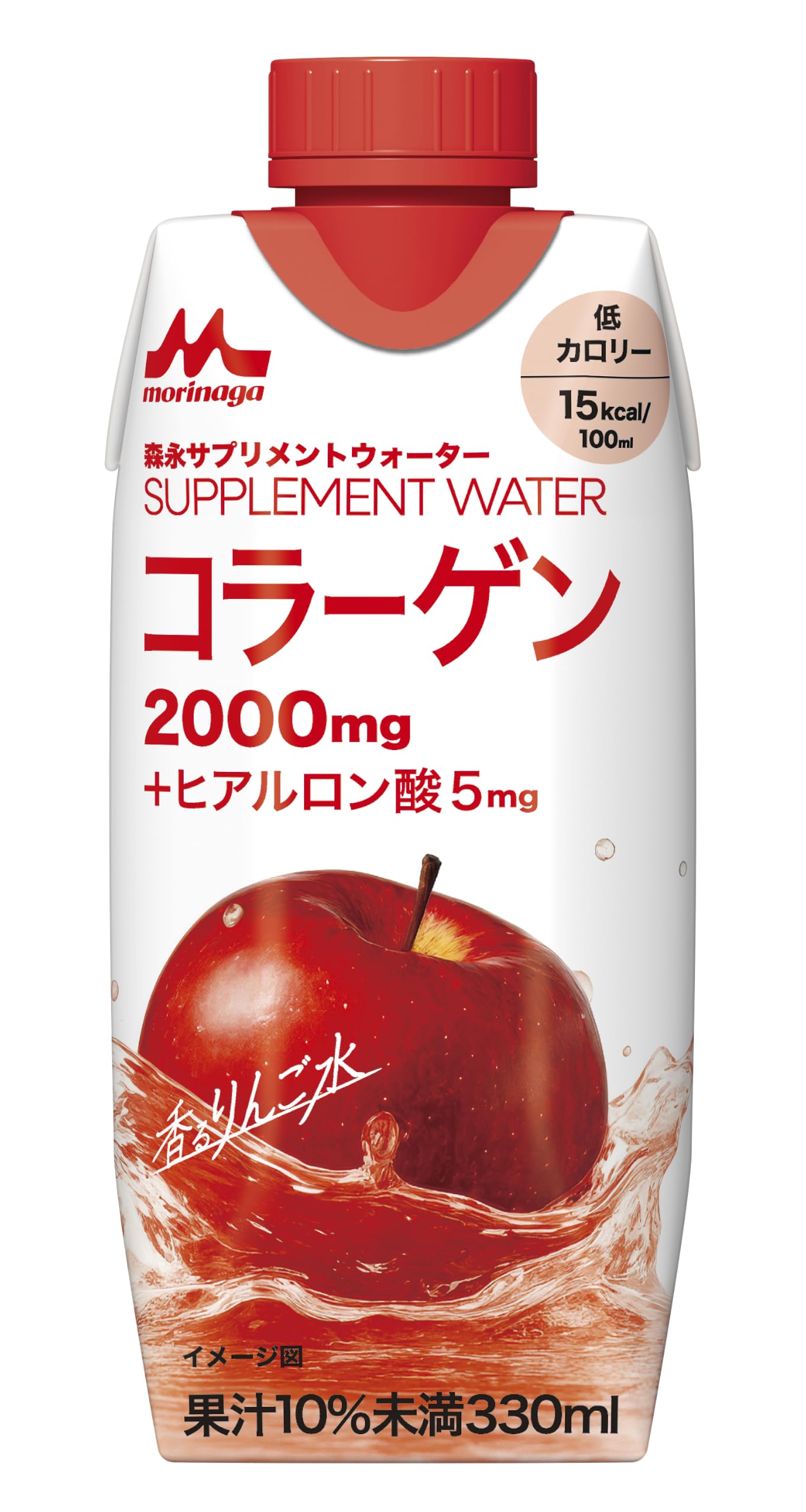 Пищевая добавка Morinaga Milk Industry Morinaga, Коллаген, Ароматная яблочная вода, 11,2 жидких унций (330 мл) х 12 бутылок (Хранение при комнатной температуре, Коллаген, фото 2