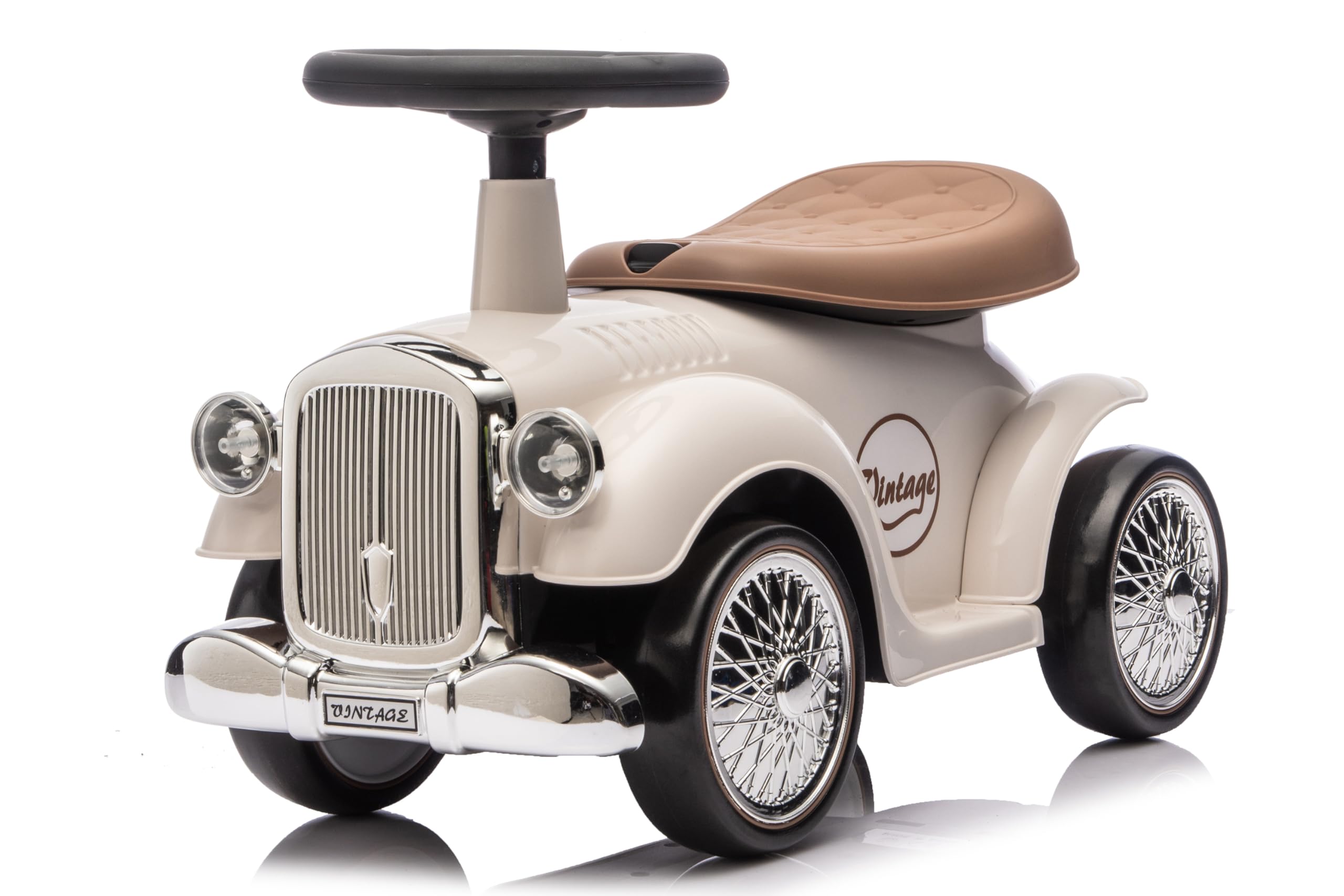 AIJYU TOYS 【Ready to Ship】 Pedal Ride-On Toy Retro Car Classic Car Ride-On Toy Push Car Children's Toy Indoor Toy Ride-On Toy (White)