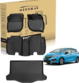 ホンダフィット GK3/GK4/GK5/GK6 GP5/GP6型 フロアマット＆ラゲッジマット, TPE素材, 防水防滑,AT車専用, FIT GK 系2013.09-2020.03年式 (1-2列目フロアマット+ラゲッジマット)