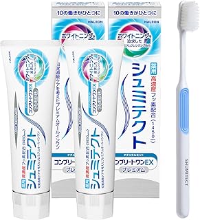 シュミテクト コンプリートワンEXプレミアム ナチュラルミント 【医薬部外品】歯磨き粉 知覚過敏ケア 高濃度フッ素配合<1450ppm> 2本 + 歯ブラシ付き
