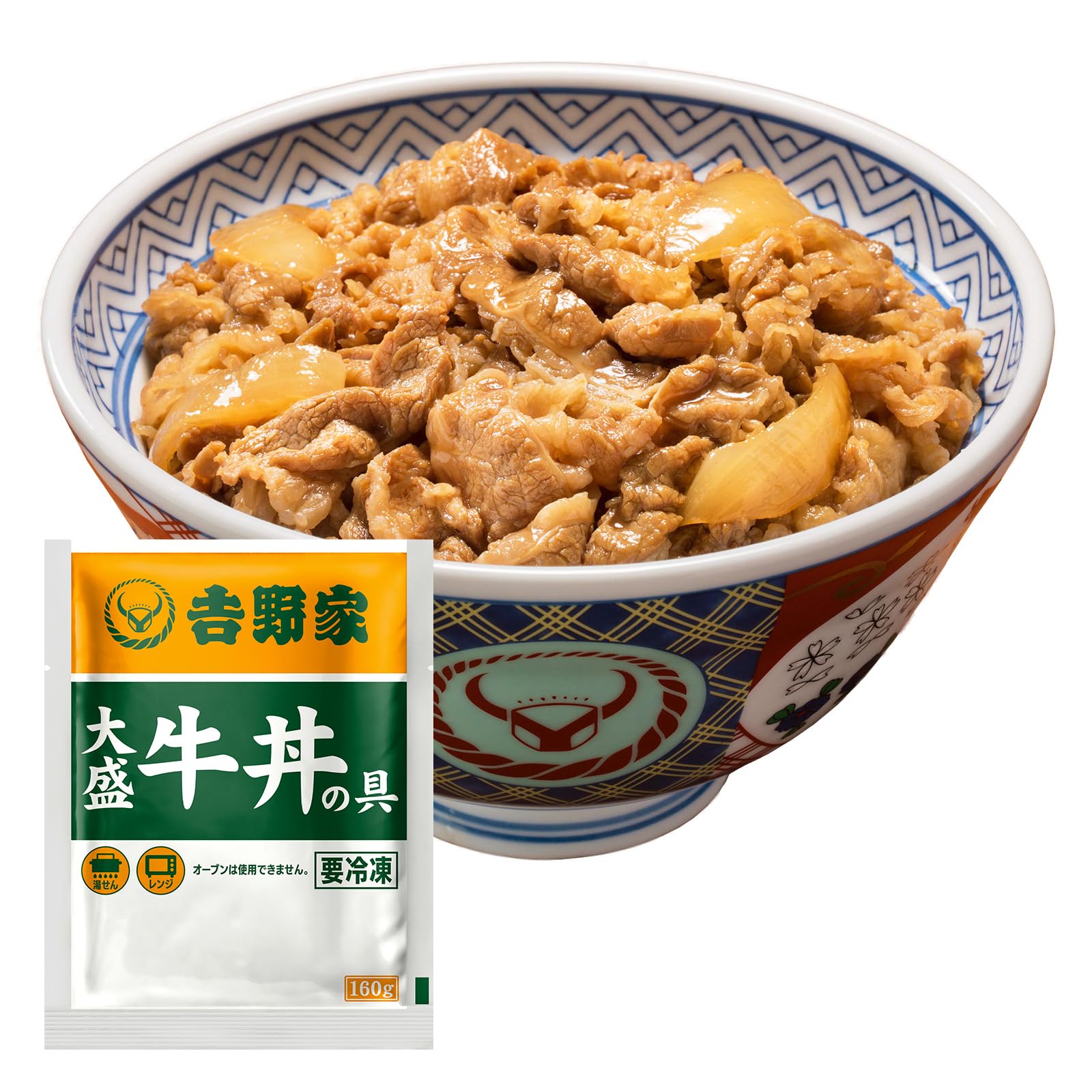 Yoshinoya New Specification Gyudon (Large Gyudon Ingredients / 160g×10 Bag Set) Yoshinoya Original Box Included Frozen Donburi Side Dish (Microwave and Hot Water Bath Cooking OK) 160 g x 10 bags
