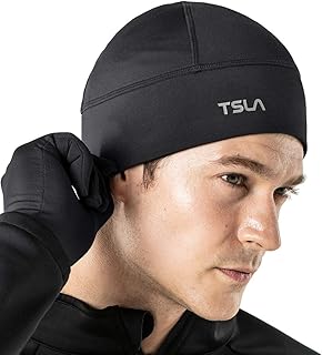 TESLA(テスラ) スカルキャップ ヘルメット インナーキャップ 防寒 フリース裏起毛 メンズ レディース [伸縮性・保温・吸汗速乾] 秋冬用 バイク ランニング スポーツ ビーニー 帽子