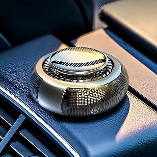 【2026新型拡散孔・耐久性進化】FLIRVA 車用芳香剤 高級カー用品 アルミ合金製 ソーラー回転式 静音 フランス産天然香料 エッセンシャルオイル2本付き F22 カーフレグランス Car Freshener 01