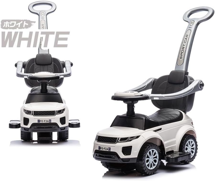 Детский автомобиль-внедорожник AiJu Toys с 3-ходовой частью и толкателем (белый), фото 9
