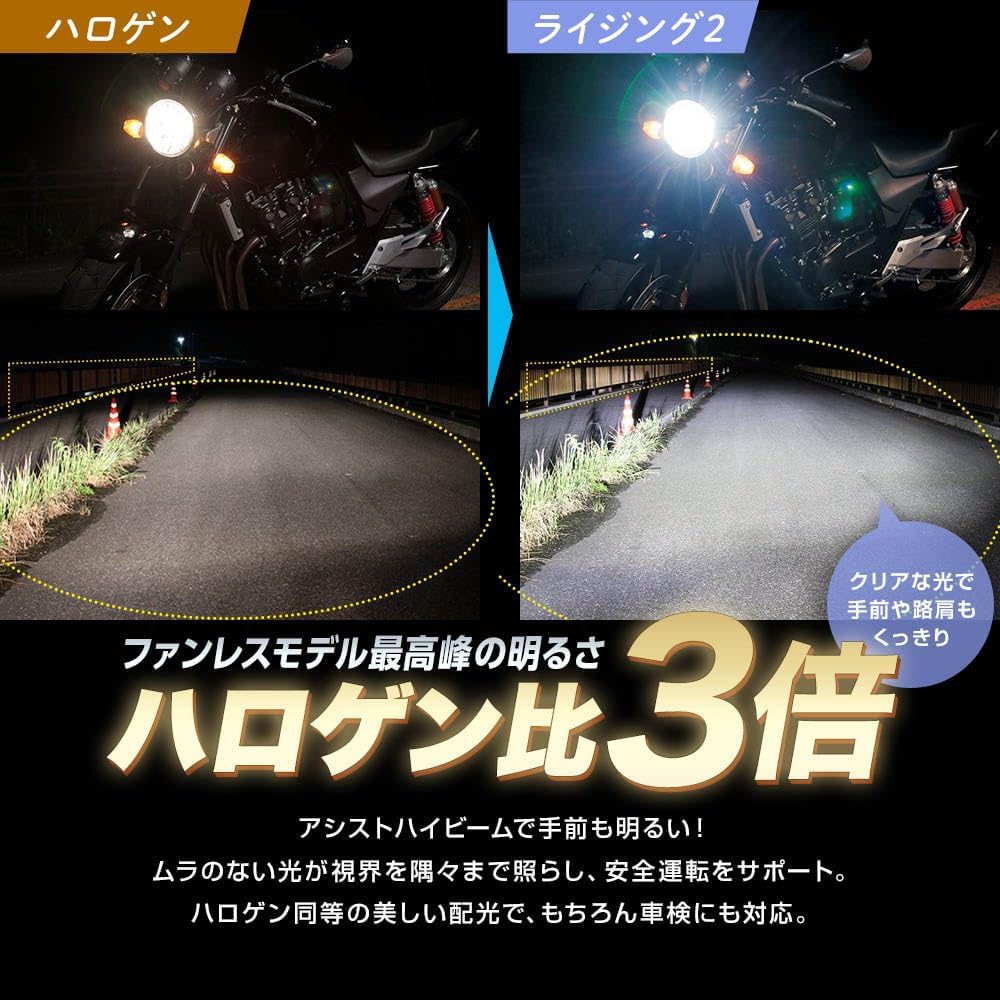 Sphere light bike RIZING2 H7 светодиодная фара 6000K white 12V 2400lm для проверки автомобиля без вентиля, ударопрочный 20-граммовый двухколесный подъемник 2 SPHERELIGHT SRBH7060-02 Сделано в Японии, фото 2