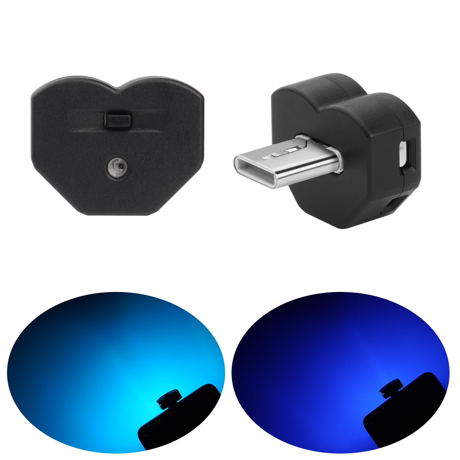 GIMUYA Type-C LED Light, USB for Car Interior, 8 Colors, Direction Switching, Memory Function, Automatic Lighting, Dimming Function, Ambient Light, RGB USB Power, Illumination, Type C, Mini Light Heart-shaped Type-C x 2P