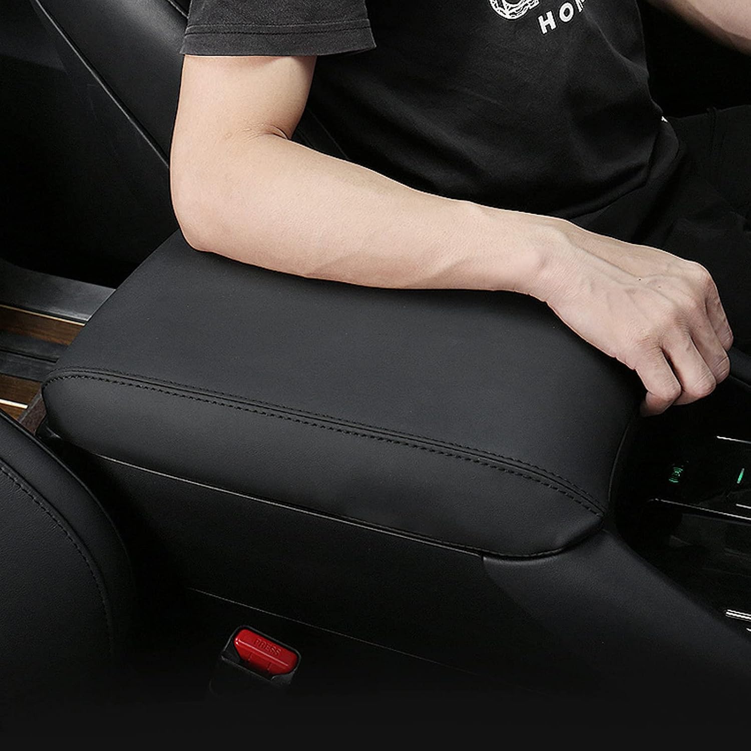 Соответствие требованиям Toyota Alphard 30 series Vellfire 30 series (2015 год, 1 месяц - текущий) чехол для подлокотника, накладка на консоль, коробка для центральной консоли (черный), фото 6