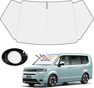 【ハンドル日よけカバー付き】Mozan ホンダ 新型 ステップワゴン RP6/7/8 サンシェード フロントガラス用 STEP WGN 2022年5月-現行 車用サンシェード UVカット 日よけ 日差しカット 遮光 断熱 折り畳み式 ハンドルサンシェード 収納袋付き ハニカム設計 インテリア 取付簡単 暑さ対策 内装パーツ メーカー直営