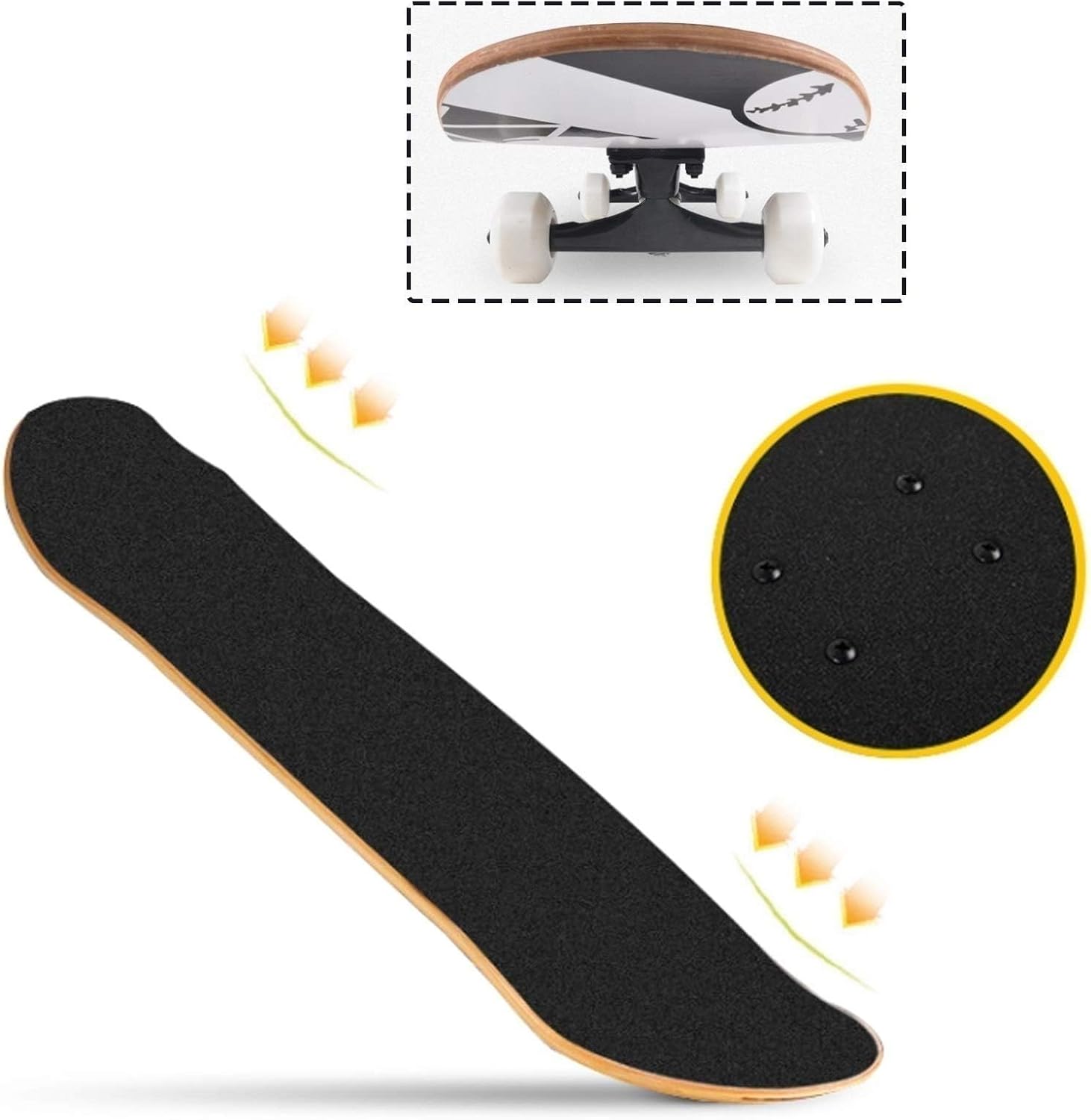 Amecke Skateboard Скейтборд 31 x 7,5 дюймов в комплекте с двойным ударом, устойчивость на четырех колесах, мультяшный узор, Сплошной цвет, Модный, милый, для начинающих, для детей, для взрослых, для молодежи, Подарок на день рождения, Подарок на день рождения, Звездное Небо, фото 2