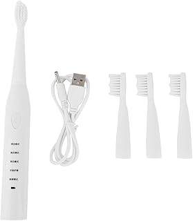 Electric Toothbrush, Sonic Vibration Technology, 34,000 Vibrations Per Minute, 5 Modes, Replaceable Brush, IPX7 Waterproof, for Oral Health Care (白)