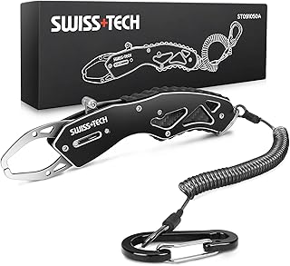SWISS+TECH フィッシュグリップ フィッシュキャッチャー 魚掴み器 アルミ製 釣り道具 魚つかみ 耐荷重18kg 軽量 コンパクト 海釣り 池釣り バス釣り 沖釣り 船釣り ランガン サビキ釣り 穴釣り