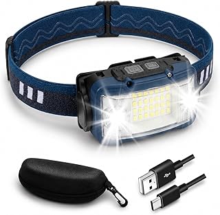 ヘッドライト LED 充電式 ネックライト 17時間点灯 ケース付き 超広角 小型 センサー搭載 防災 防水 キャンプ 登山 釣り 神奈川県発ブランド Cercano (セルカノ) (1, 青色)