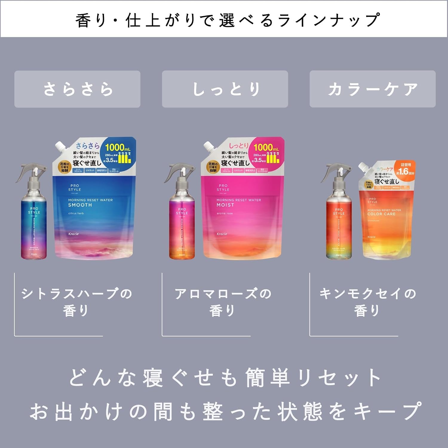 Pro Style Morning Reset Water Smooth Refill Большая емкость, 1000 мл | Вода для волос, Туман для волос, Уход за волосами, Укладка, Гладкая, Цитрусовые травы, 1000 мл Гладкой заправки, фото 7