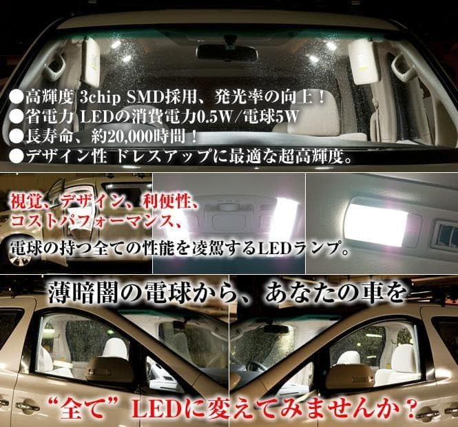 Светодиодная лампа для салона автомобиля [Explosion Light Base] CAST Style CAST LA250S LA260S, 4 шт. [H27.9 ~], Daihatsu, для прохождения техосмотра, фото 5